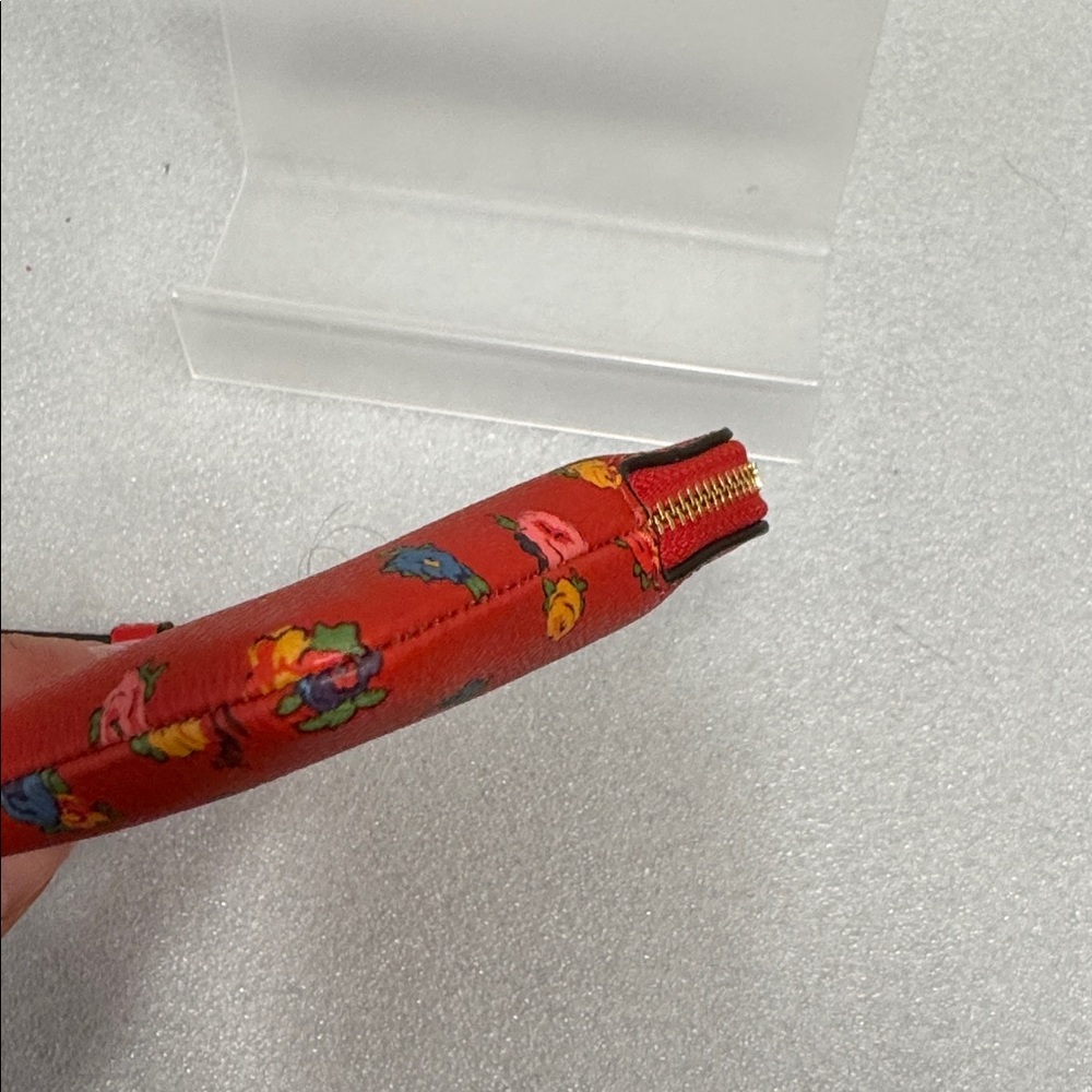 Coach Red Floral corner zip wristlet wallet - Picture 3 of 5